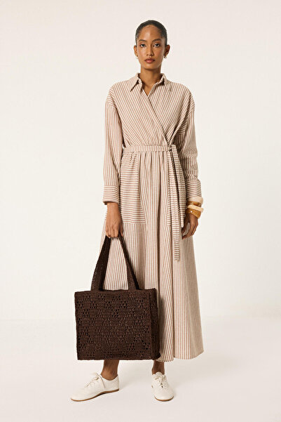 Touché Privé Striped Linen Dress with Waist Belt