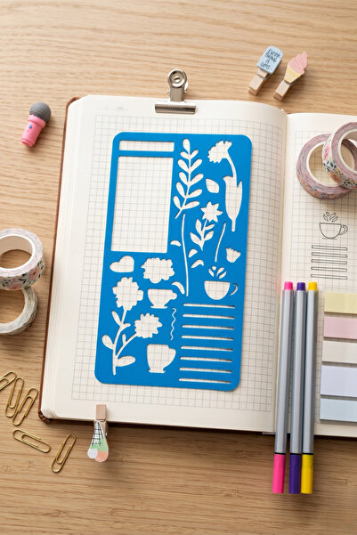 Karmelom Studio Bullet Journal Botanical and Coffee Themed Template Ruler - L...