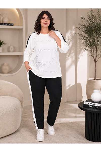 lavelina Plus Size Crew Neck Butterfly Motif Capri Sleeve Elastic Waist Tube ...