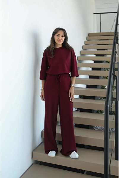 Havoş Bordo Rush Oversize Bluz Pantolon Takım