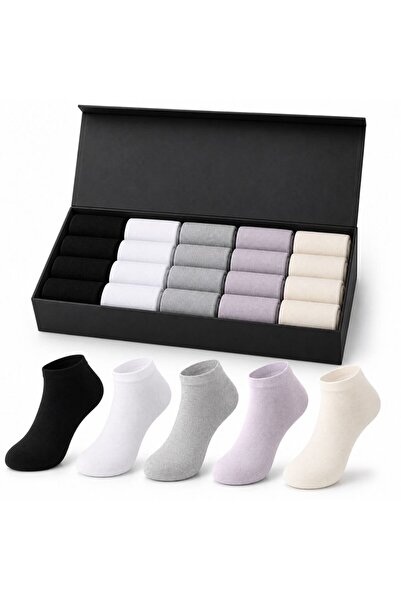 ELEGANZA Set of 20 Stitch-Free short socks for women – 5 assorted colors