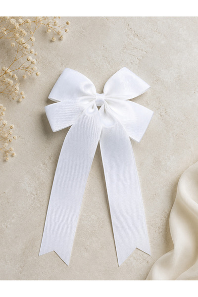 BİRİCİK COLLECTİON White Clip-On Satin Hairpin for Girls