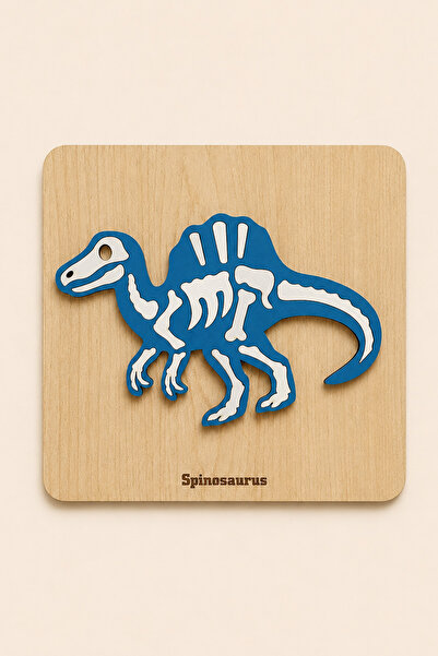 Store Ahşap Dinozor Puzzle Bul Tak Oyuncak Spinosaurus İskelet 3+ Yaş Eğitici...