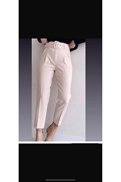 BSN Belted Slim-Fit Women's Fabric Pants