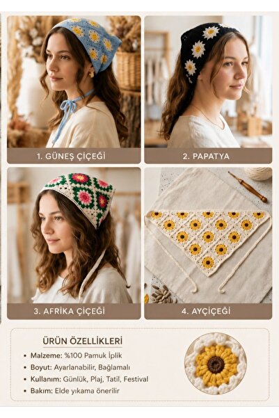Joinkidz Bohem Örme Pamuklu Bandana Eşarp