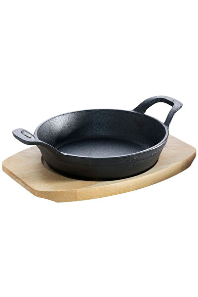 Other Tavă rotundă din fontă pentru servire cu suport din lemn 15 cm 0.5 litr...