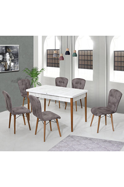 Bella Zaffiro Table & Chair Set 80 x 130- 170 Extendable and 6 Chairs (Wooden...