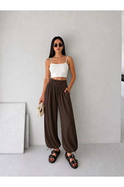 kikiriktekstil 10796 Women's Elastic Waist, Gathered Cuff Detail, Wide Leg Cr...