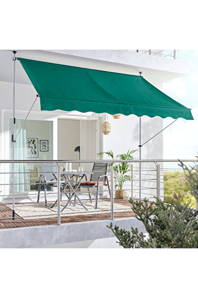 ENLIS Yeşil Teleskopik Balkon Tentesi 300x130 cm Manuel Açılır Güneşlik Tente