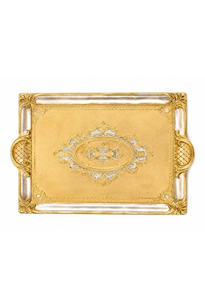 L&M FLORENCE ART L&M 241/Pp-4 Rosewood Gold/Silver Tray 46X32 cm