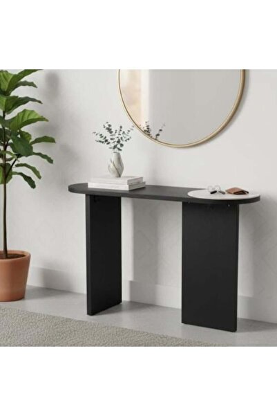 Palma homez Modern oval entrance console with a round part - black 120 cm.