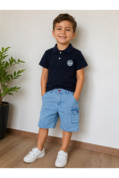 Bulut Anne ve Çocuk 2'li Polo yaka T-Shirt- Kapri Şort Takım erkek çocuk 7-10...