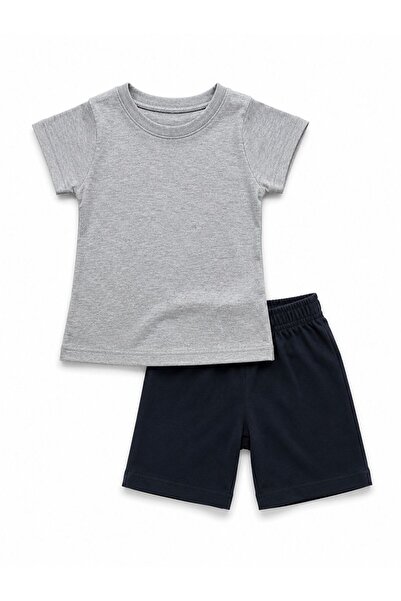 ozbaby.com Unisex Yazlık Çocuk Bebek Takımı Kısa Kollu Basic Tişört ve Şort Seti