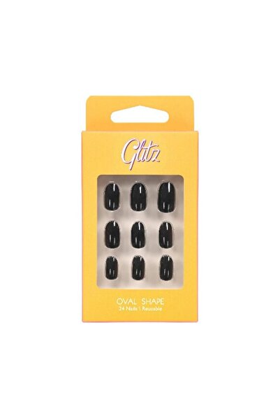 Glitz اظافر صناعية شكل اوفيل اسود من جليتز - 7