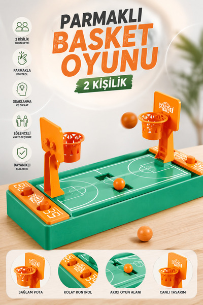 YILDIRIM OYUNCAK 2 Kişilik Parmak Basketbol Oyunu Masaüstü Basket Oyuncağı Mi...