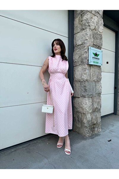 YK FASHION Prenses Model Puantiyeli Elbise