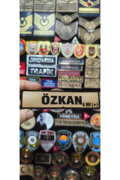 ÇUKUROVA ÜTÜ Etichetă cu nume JÖH, PÖH din piele de bizon, cu velcro, dimensi...