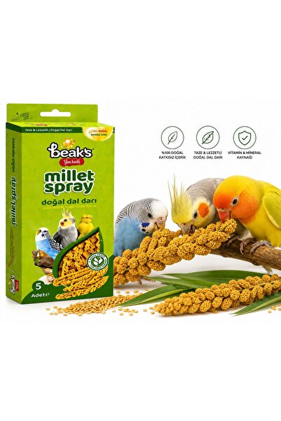 Beaks Beak’s Doğal Dal Darı Kuş Yemi – Vitaminli Ödül Yemi 5’li Paket 115 Gr.