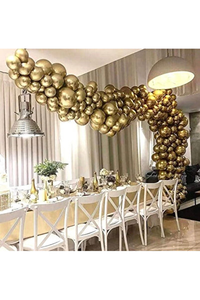 Partihane Gold Chrome Chain Balloon Set 5m