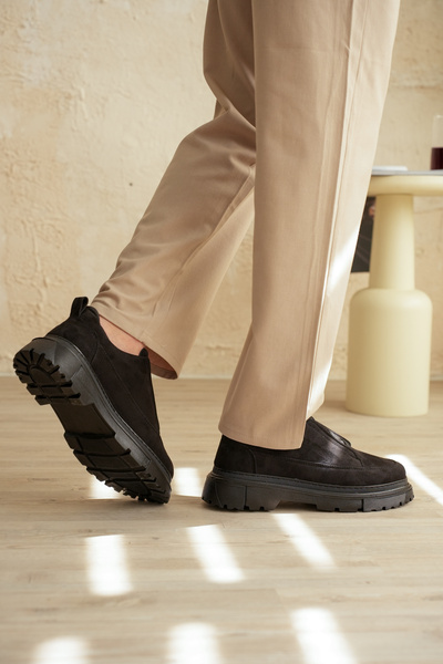 Kuback Akb-703 Charcoal Suede Casual Men's Shoes