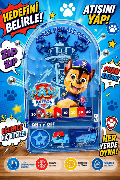 BigsToy PinBall Paw Patrol Eğitici Retro Oyuncak Mavi ZRN82Mavi