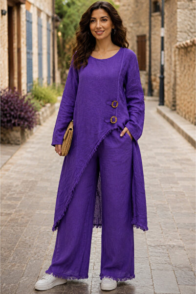 MENSAR OTANTİK Buckle-Strapped Linen Trouser Set
