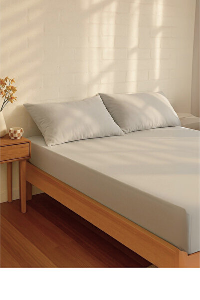 nefisenem Gray Color Fabric Elastic Sheet + 2 Pillowcases - King Size