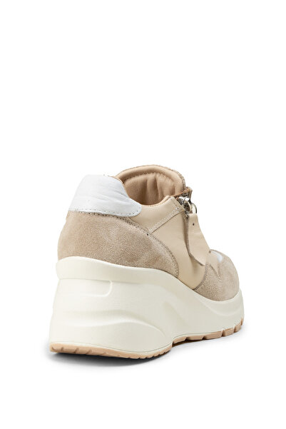 Deery Kadın Hakiki Süet Bej Dolgu Topuk Sneaker