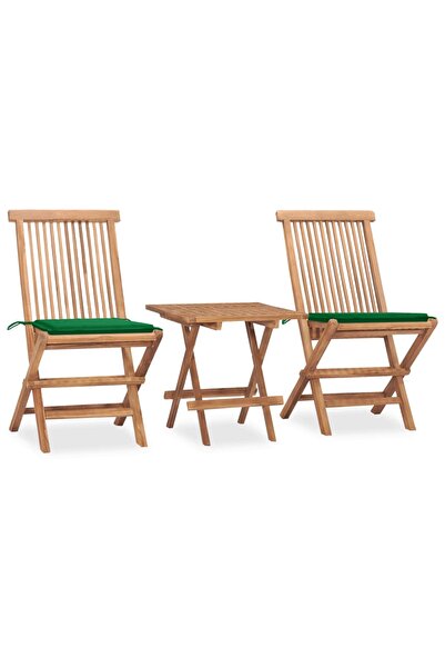 vidaxl Set mobilier exterior pliabil cu perne, 3 piese, lemn masiv tec