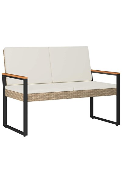vidaxl Outdoor Bench Beige and Cream White 107 x 61 x 80 cm Poly Rattan