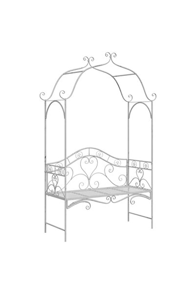 vidaxl Bancă de grădină Alb Antic 121 x 48 x 200 cm Oțel
