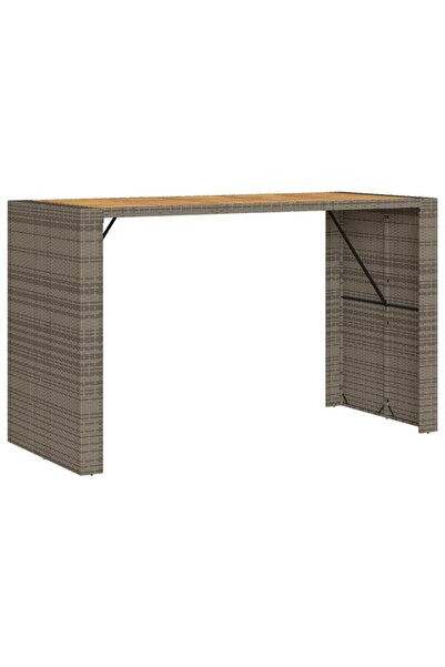 vidaxl Masă bar grădină, blat lemn acacia, gri 185x80x110 cm poliratan