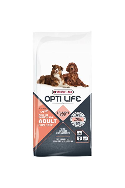 Optilife Opti Life Adult Skin Care Medium & Maxi Salmon & Rice Ξηρά Τροφή Σκύ...