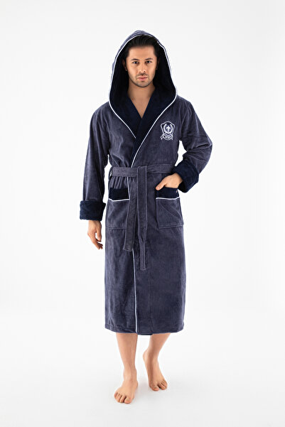 Nuşa Men's Hooded Embroidered Bamboo Cotton Sport Model Soft Absorbent Luxury...