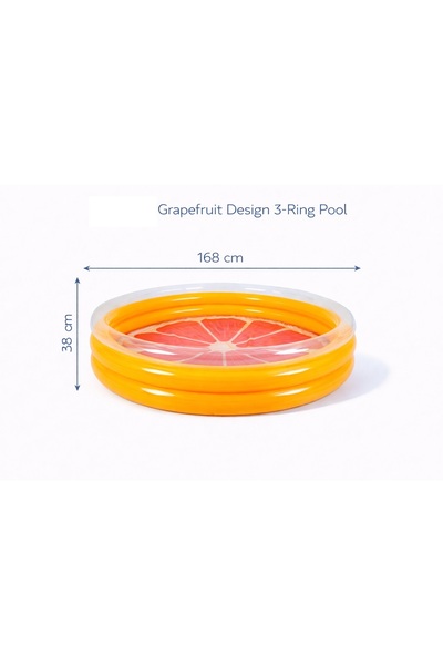 FULLJOY مسبح 3 حلقات بتصميم فاكهة الجريب فروت 168×38 سم ويوفّر تجربة لعب مائي...