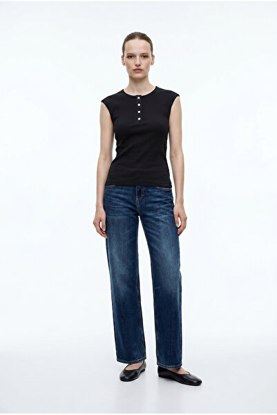 Sementa Tricou basic Ay Kol cu nervuri - Negru