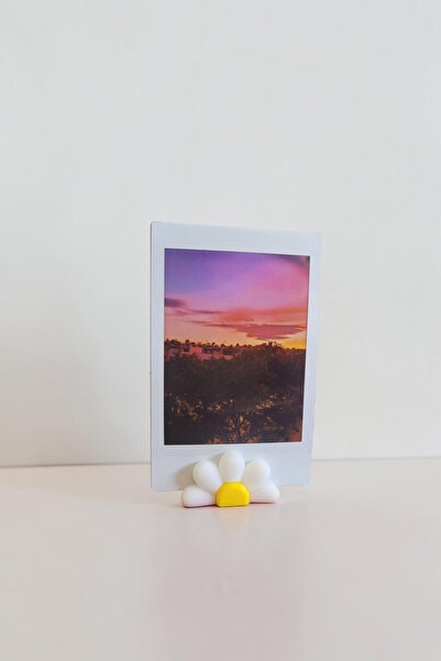 tredblock Çiçek Şeklinde Polaroid Fotoğraf Standı - Beyaz Papatya Tasarım Mas...