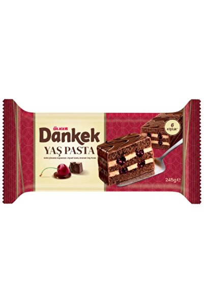 Ülker DANKEK Yaş Pasta - Çikolata Kaplamalı Vişne Soslu - 245 gram - 8 Adet