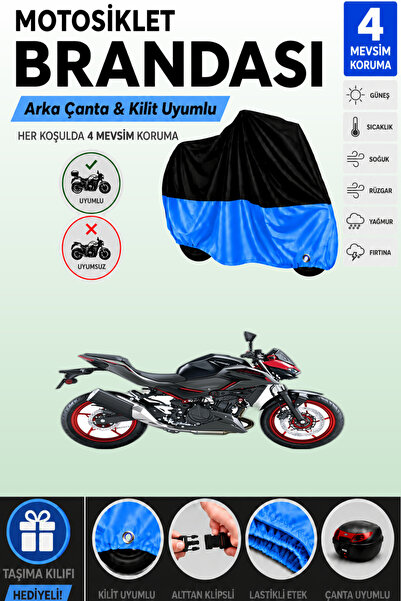 Cemku Double Black Top - Blue Bottom, Rear Bag Compatible Kawasaki Z 500 Se M...