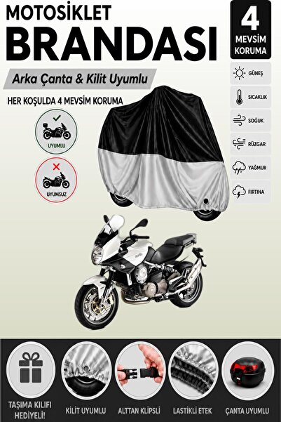 Cemku Double Black Top - Gray Bottom, Rear Bag Compatible Aprilia Mana 850 Gt...
