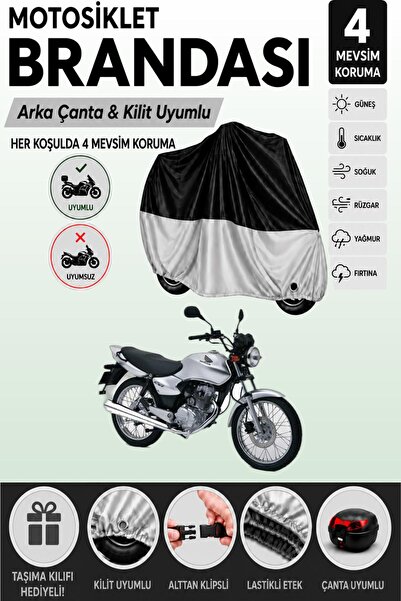 Cemku Double Black Top - Gray Bottom, Rear Bag Compatible Honda Cg 125 Motorc...