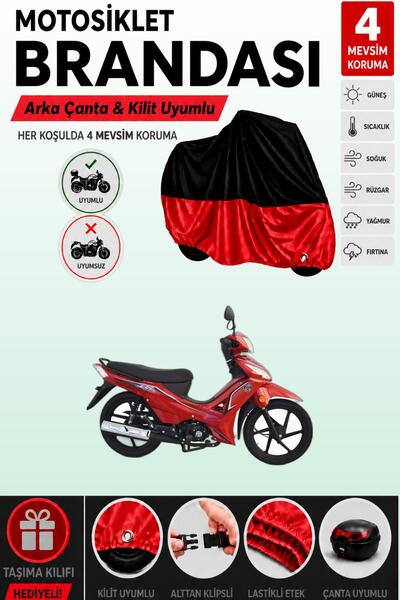 Cemku Double Black Top - Red Bottom, Rear Bag Compatible Kuba Ege 100 Motorcy...