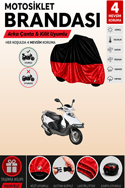 Cemku Double Black Top - Red Bottom, Rear Bag Compatible Kuba Vn50 Pro Motorc...