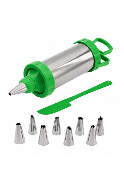 wei inox Decorating syringe, 9 heads, spatula included, stainless steel+plast...