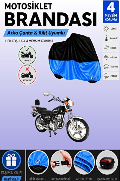 Cemku Double Black Top - Blue Bottom, Rear Bag Compatible Mondial 125 Ukt Mot...
