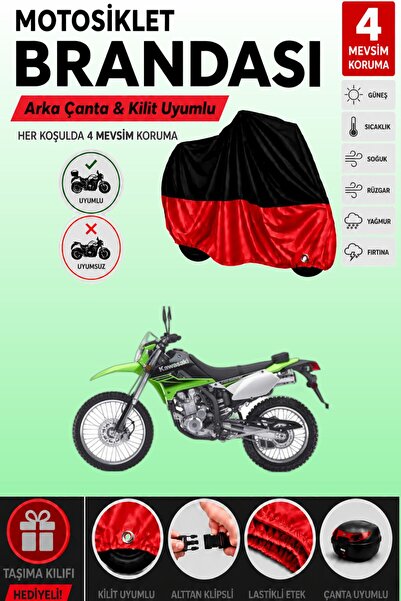 Cemku Double Black Top - Red Bottom, Rear Bag Compatible Kawasaki Klx 250 Mot...