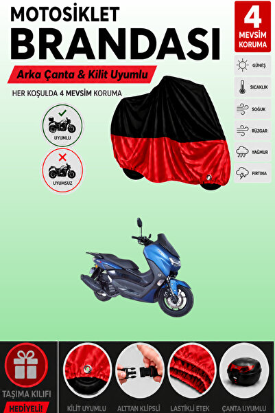 Cemku Double Black Top - Red Bottom, Rear Bag Compatible Arora Max Jet Motorc...