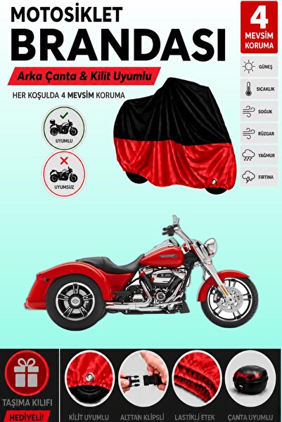 Cemku Double Black Top - Red Bottom, Rear Bag Compatible Harley-Davidson Free...
