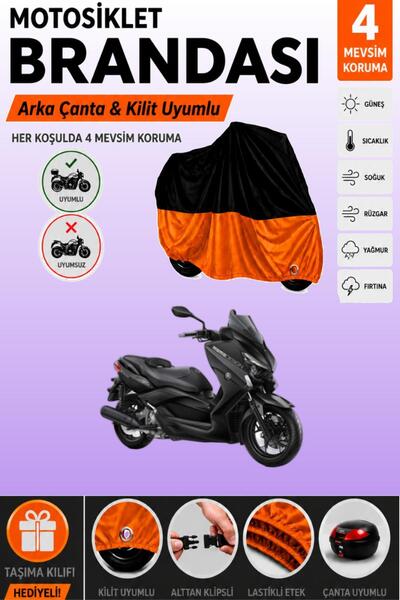Cemku Double Black Top - Orange Bottom, Rear Bag Compatible Yamaha X-Max 250 ...