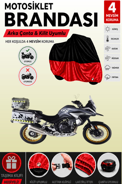Cemku Double Black Top - Red Bottom, Rear Bag Compatible Arora Gs 525 Motorcy...